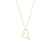 14k Yellow Gold Heart Diamond Adjustable Necklace, 18"